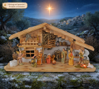 Wundervolle Weihnachtskrippe Altdorf inkl. 12-tlg. Krippenfiguren Set K 650-9, Maße: ca. 50 x 20 x 24 cm